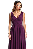 Purple Sheath V-Neck Pleated Chiffon Long Mother of the Bride Dress