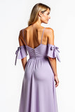 Lilac A Line Spaghetti Straps Chiffon Bridesmaid Dress