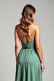 Halter Chiffon A Line Eucalyptus Long Bridesmaid Dress