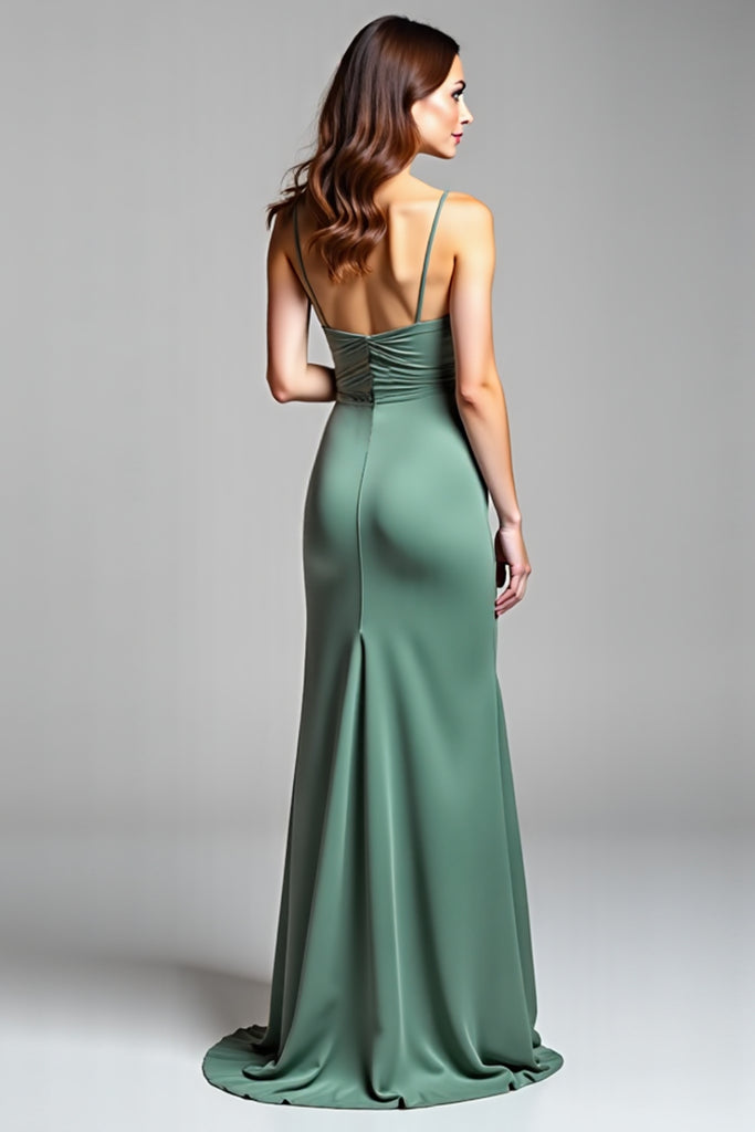 ZAPAKA Women Bridesmaid Dress Sheath Eucalyptus Spaghetti Straps Long ...