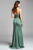 Sheath Eucalyptus Spaghetti Straps Bridesmaid Dress