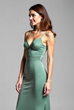 Sheath Eucalyptus Spaghetti Straps Bridesmaid Dress