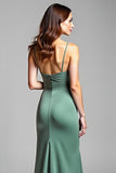 Sheath Eucalyptus Spaghetti Straps Bridesmaid Dress