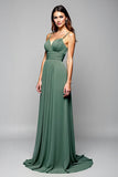 Eucalyptus Pleated Chiffon A Line Bridesmaid Dress