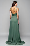 Eucalyptus Pleated Chiffon A Line Bridesmaid Dress