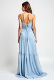 Chiffon Sky Blue A Line Bridesmaid Dress