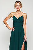 A Line Spaghetti Straps Pine Chiffon Bridesmaid Dress