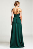 Chiffon Spaghetti Straps Pine Bridesmaid Dress