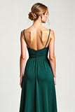 Chiffon Spaghetti Straps Pine Bridesmaid Dress