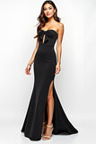 Strapless Mermaid Cut Out Black Tie Dress