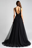 Sparkly A Line Sweetheart Ruched Black Tie Dress