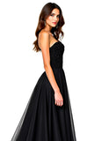 Sparkly A Line Strapless Ruched Black Tie Dress