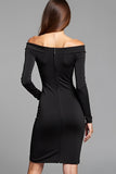 Sheath Long Sleeves Off the Shoulder Little Black Dress