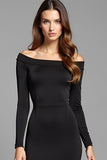 Sheath Long Sleeves Off the Shoulder Little Black Dress