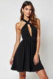 Halter A Line Hollow-out Little Black Dress