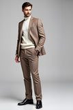 Khaki Notched Lapel 2 Pieces Men's Suits