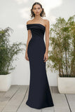 Black Matte Satin One Shoulder Mermaid Long Formal Dress