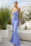 Sky Blue Matte Satin Sweetheart Sheath Long Formal Dress