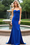 Royal Blue Mermaid Sweetheart Long Satin Formal Dress