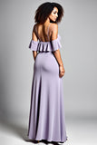 Lilac Satin Mermaid Asymmetrical Long Formal Dress