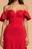 Elegant Off The Shoulder Red A Line Formal Dress With Ruffles