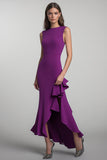 Mermaid Plum Boat Neck Formal Dress With Slit