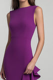 Mermaid Plum Boat Neck Formal Dress With Slit