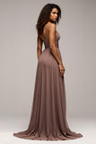 Dusk V-Neck A Line Long Formal Dress With Slit