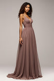 Dusk V-Neck A Line Long Formal Dress With Slit