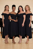 Off The Shoulder Black A Line Satin Choir Dress