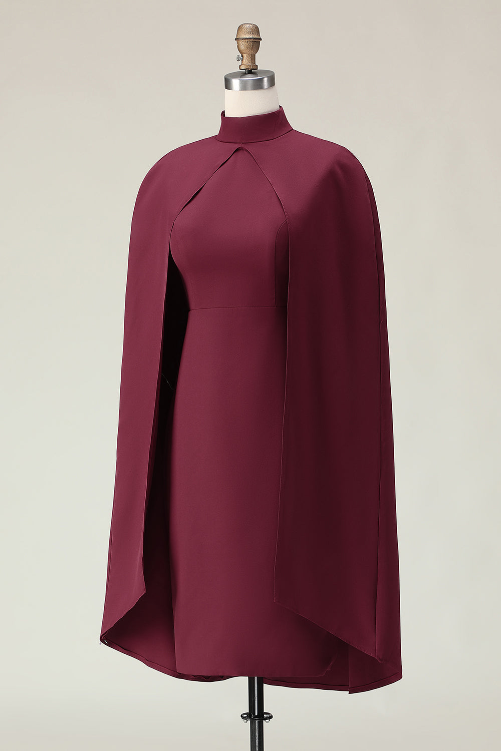 Zapaka Women Burgundy Midi Formal Dress A Line High Neck Sheath Party Dress with Cape, Burgundy / US20W Zapaka Women Burgundy Midi Formal Dress A Line High Neck Sheath Party Dress with Cape, Burgundy / US20W