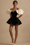Off The Shoulder A Line Short Little Black Dress