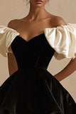 Off The Shoulder A Line Short Little Black Dress