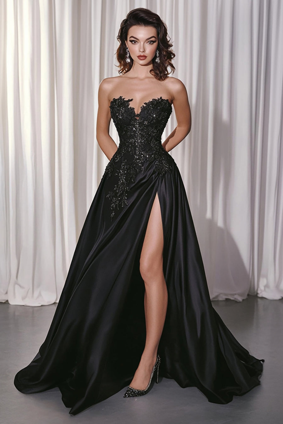 Black Prom Dresses in Black Sequin, Glitter, Satin, & More  ZAPAKA