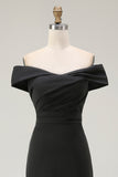 Mermaid Off The Shoulder Long Black Tie Dress With Slit