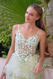 Light Green A-Line Applique Short Homecoming Dress with Ruffles