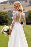 White Bodycon Deep V Neck Long Sleeves Satin Bridal Jumpsuit