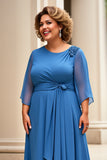Royal Blue Plus Size Chiffon Mother of the Bride Dress