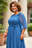 Royal Blue Plus Size Chiffon Mother of the Bride Dress