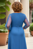Royal Blue Plus Size Chiffon Mother of the Bride Dress