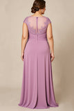 Dusty Rose A Line Chiffon Lace Plus Size Mother of the Bride Dress