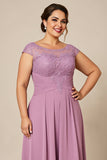 Dusty Rose A Line Chiffon Lace Plus Size Mother of the Bride Dress