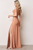 A Line Off The Shoulder Sunset Long Bridesmaid Dress