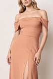 A Line Off The Shoulder Sunset Long Bridesmaid Dress