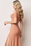 A Line Off The Shoulder Sunset Long Bridesmaid Dress