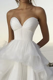 Ivory Sweetheart Ruffled Tulle Wedding Dress