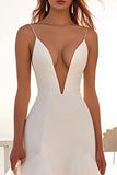 Spaghetti Strapless Mermaid Ivory Tulle Wedding Dress