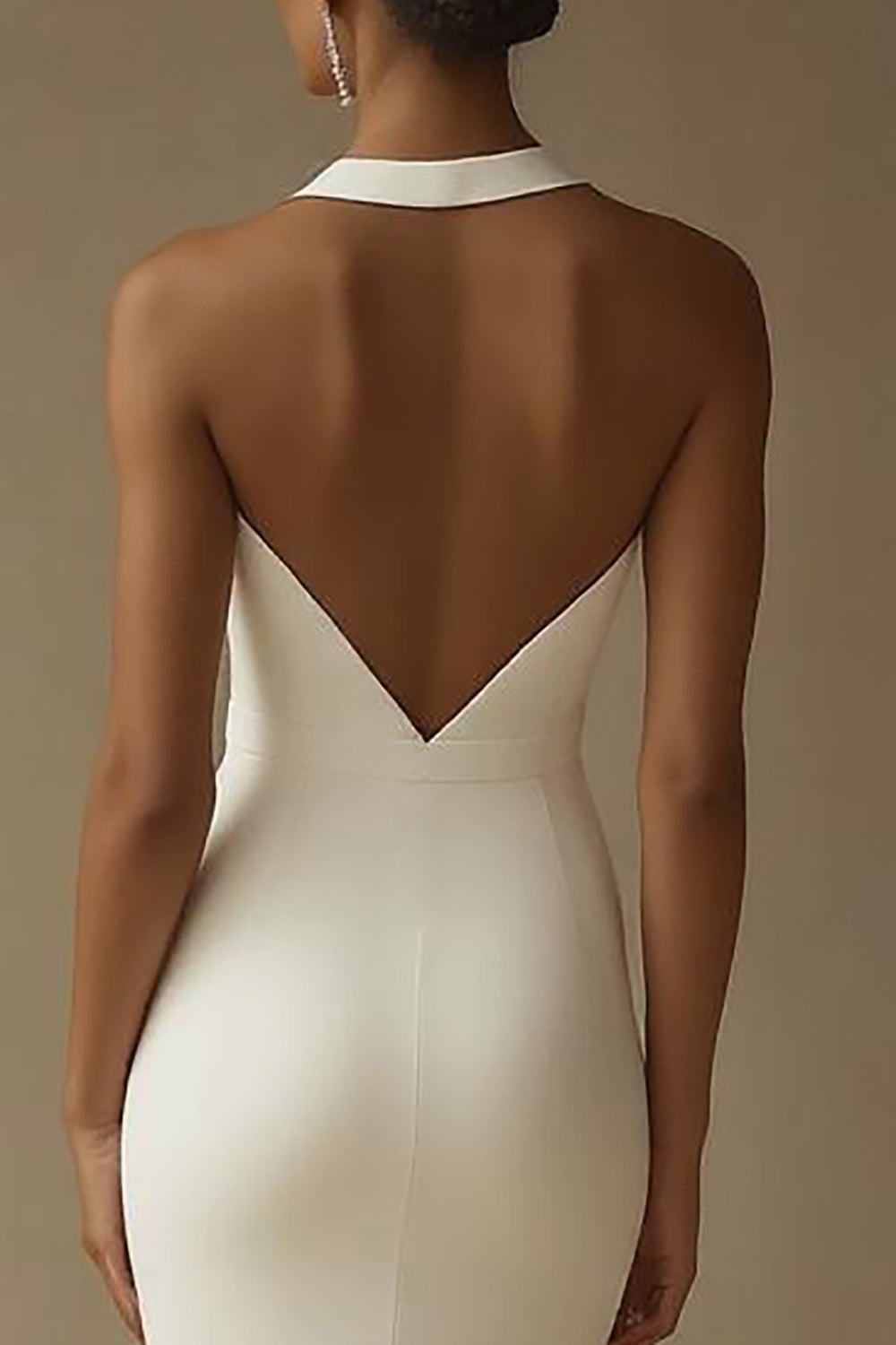 ZAPAKA Women Mermaid White Wedding Dress With Slit Keyhole Backless Halter Satin Engagement Dress, White / US16 ZAPAKA Women Mermaid White Wedding Dress With Slit Keyhole Backless Halter Satin Engagement Dress, White / US16