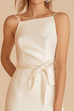 Ivory Bodycon Spaghetti Straps Short Graduation Dress
