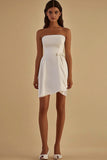 White Bodycon Short Graduation Dress with Bow